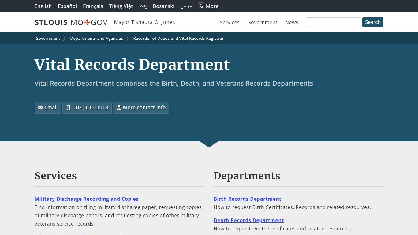 Vital Records Department - City of St. Louis, MO